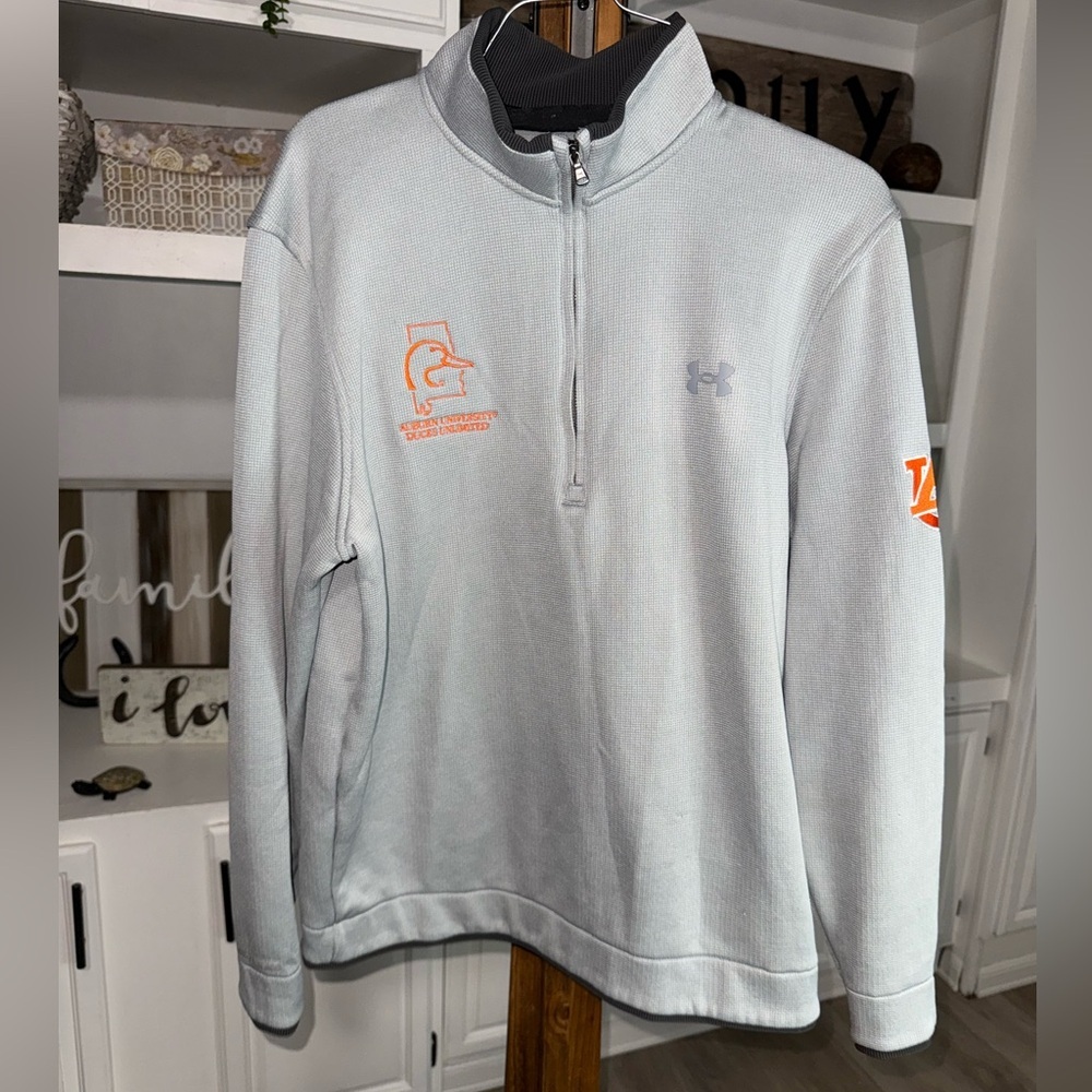 Auburn Under Armour Light Gray Zip-Up Men's Sweater